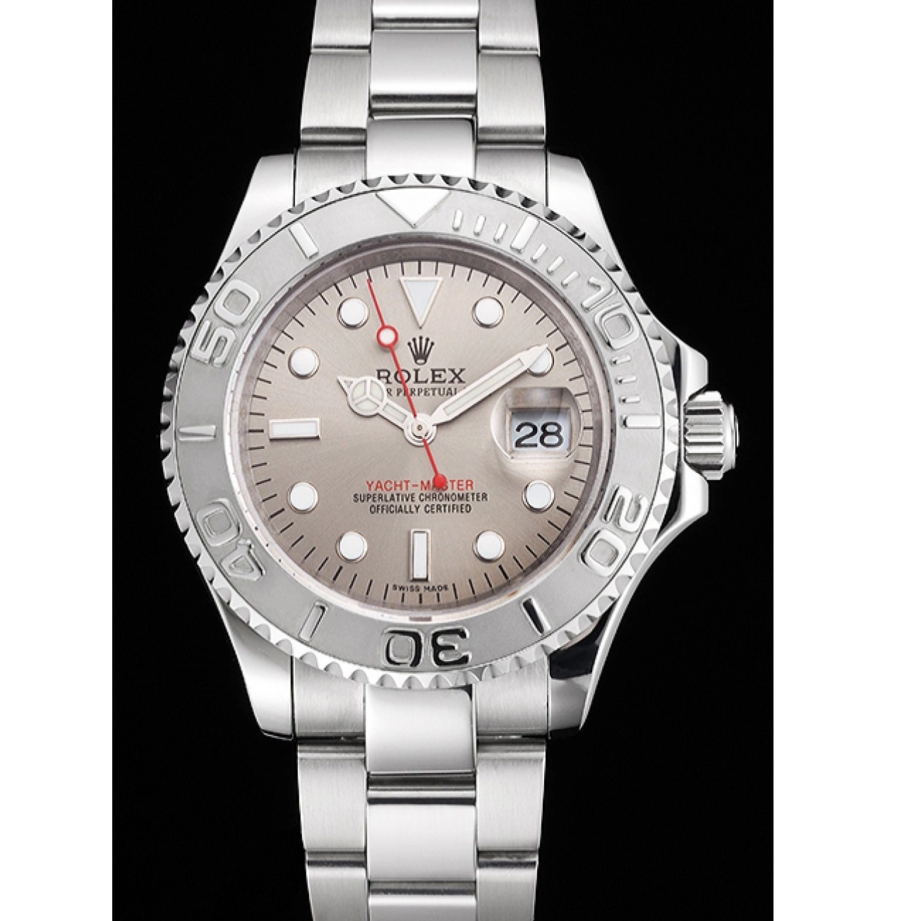 Aaa replica watch Gray Case Steel And Stainless Swiss Bracelet Dial Rolex Yacht-Master 0715